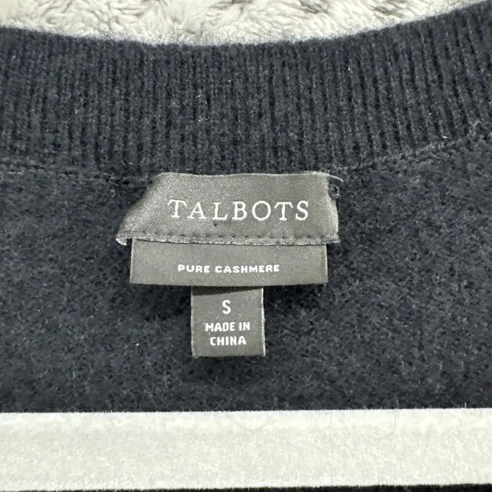 Talbots Cashmere Sweater Womens S Black V-Neck Classic Basics Capsule
